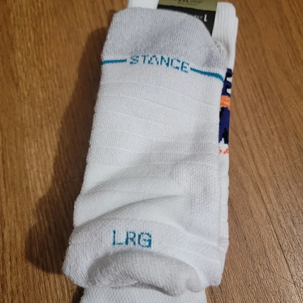 Stance Space Jam Sport Crew Socks Performance White Blue Basketball Running Gym